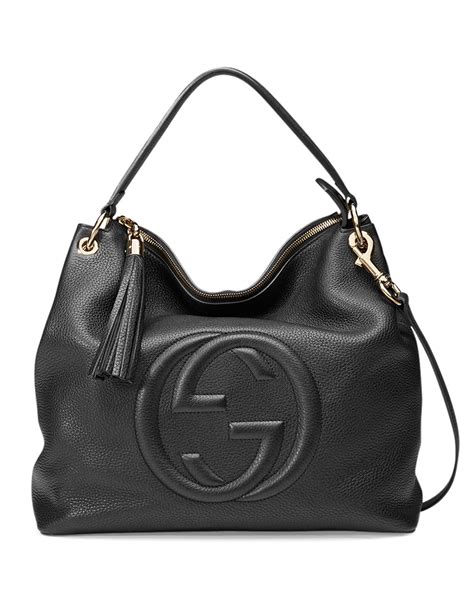 gucci black leather bucket bag|gucci bags black soft leather.